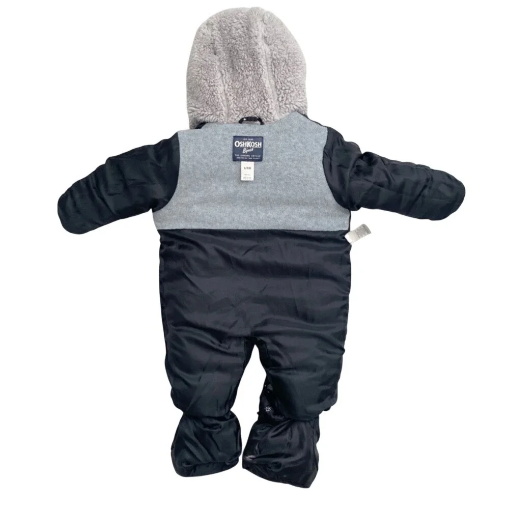 OshKosh B'Gosh Snowsuit Baby Boys 6-9M Insulated Fleece‎ Black